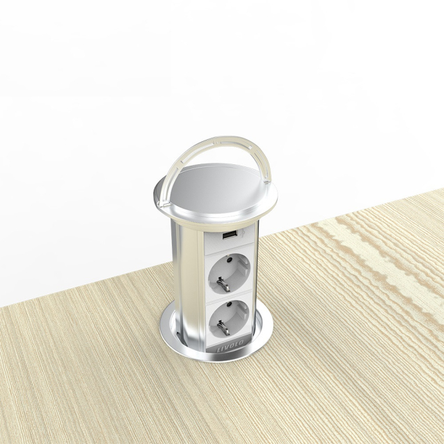 Выдвижной блок розеток с USB Livolo Серый (VL-SHS019-FCTC-S)