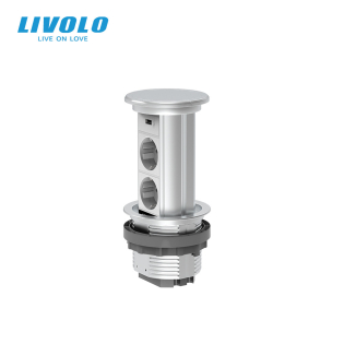 Выдвижной блок розеток с USB Livolo Серый (VL-SHS019-FCTC-S)