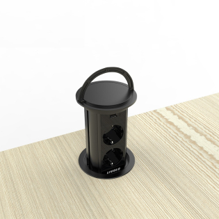 Выдвижной блок розеток с USB Livolo Черный (VL-SHS019-FCTC-B)