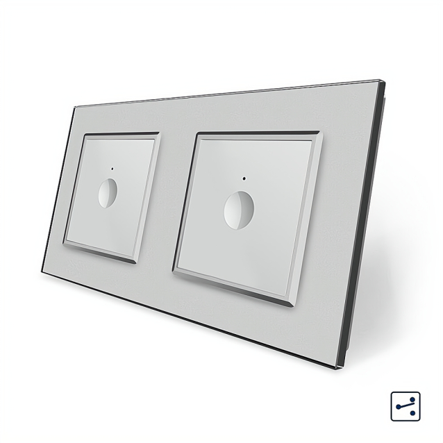 Сенсорный проходной выключатель Sense 2 сенсора (1-1) Livolo серый стекло (VL-C7FC1S/FC1S-4IP)