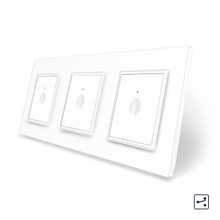 Сенсорный проходной выключатель Sense 3 сенсора (1-1-1) Livolo белый стекло (VL-C7FC1S/FC1S/FC1S-6WP)