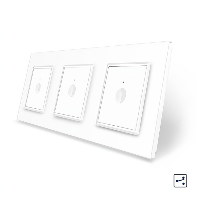 Сенсорный проходной выключатель Sense 3 сенсора (1-1-1) Livolo белый стекло (VL-C7FC1S/FC1S/FC1S-6WP)