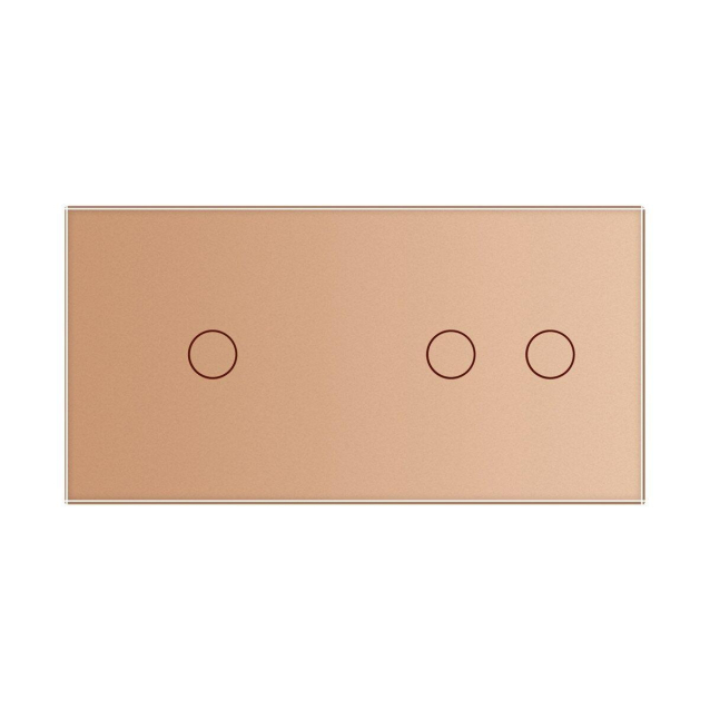 Сенсорный проходной выключатель 3 сенсора (1-2) Livolo золото стекло (VL-C701S/C702S-13)