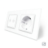 Сенсорный проходной выключатель Sense 2 сенсора 1 розетка Livolo белый стекло (VL-C7FC2S/FCTC16A-4WP)