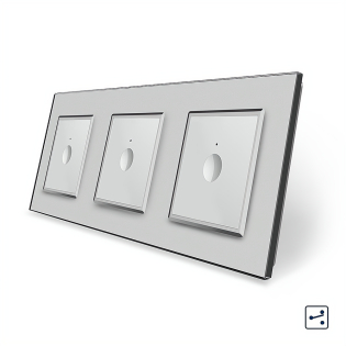 Сенсорный проходной выключатель Sense 3 сенсора (1-1-1) Livolo серый стекло (VL-C7FC1S/FC1S/FC1S-6IP)