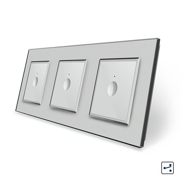 Сенсорный проходной выключатель Sense 3 сенсора (1-1-1) Livolo серый стекло (VL-C7FC1S/FC1S/FC1S-6IP)