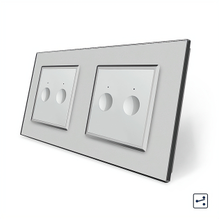 Сенсорный проходной выключатель Sense 4 сенсора (2-2) Livolo серый стекло (VL-C7FC2S/FC2S-4IP)