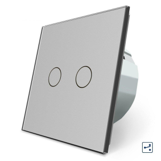 Сенсорный проходной выключатель 2 сенсора Livolo серый стекло (VL-C702S-15)