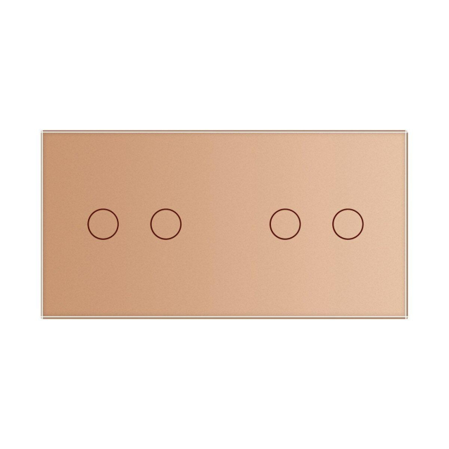 Сенсорный проходной выключатель 4 сенсора (2-2) Livolo золото стекло (VL-C702S/C702S-13)