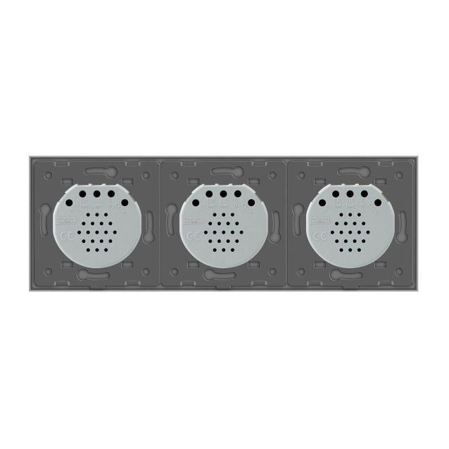 Сенсорный проходной выключатель 6 сенсоров (2-2-2) Livolo серый стекло (VL-C706S-15)