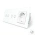 Сенсорный проходной выключатель 4 сенсора (2-2) 1 розетка Livolo белый стекло (VL-C702S/C702S/C7C1EU-11)