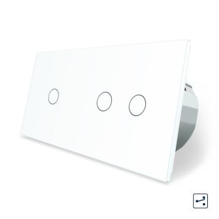 Сенсорный проходной выключатель 3 сенсора (1-2) Livolo белый стекло (VL-C701S/C702S-11)