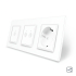 Сенсорный проходной выключатель Sense 3 сенсора (1-2) 1 розетка Livolo белый стекло
