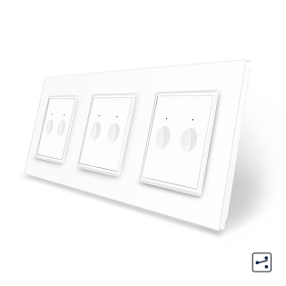 Сенсорный проходной выключатель Sense 6 сенсоров (2-2-2) Livolo белый стекло (VL-C7FC2S/FC2S/FC2S-6WP)