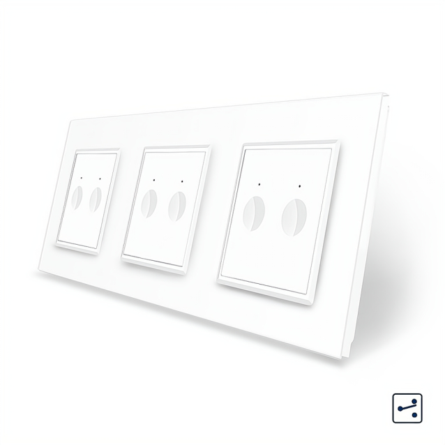 Сенсорный проходной выключатель Sense 6 сенсоров (2-2-2) Livolo белый стекло (VL-C7FC2S/FC2S/FC2S-6WP)