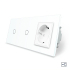 Сенсорный проходной выключатель 2 сенсора (1-1) 1 розетка Livolo белый стекло (VL-C701S/C701S/C7C1EU-11)