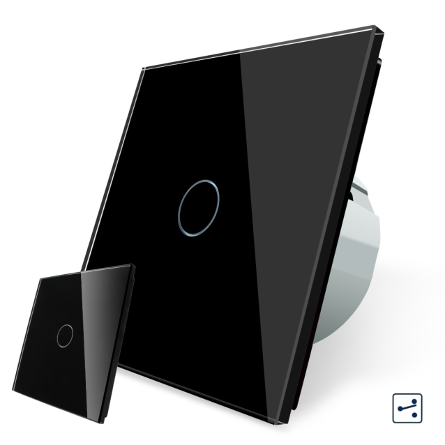 Сенсорный беспроводной выключатель Livolo черный стекло (VL-C701R-C701RMT-12)