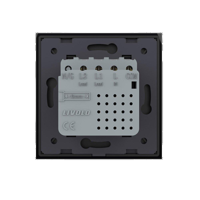 Сенсорный проходной выключатель Sense 2 сенсора Livolo черный (722000412)