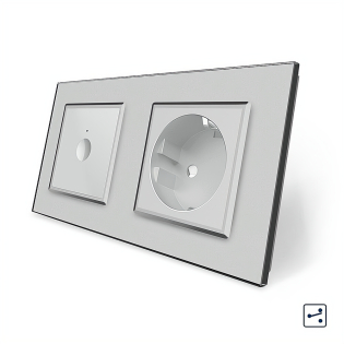 Сенсорный проходной выключатель Sense 1 сенсор 1 розетка Livolo серый стекло (VL-C7FC1S/FCTC16A-4IP)