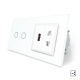 Сенсорный проходной выключатель 2 сенсора 1 розетка 1 USB Livolo белый стекло (VL-C702S/C7USBC1A-11)