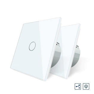 Комплект Сенсорный проходной диммер Livolo белый стекло (VL-C701H/C701H/S1B-11)