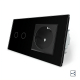 Сенсорный проходной выключатель 2 сенсора 1 розетка Livolo черный стекло (VL-C702S/C7C1EU-12)