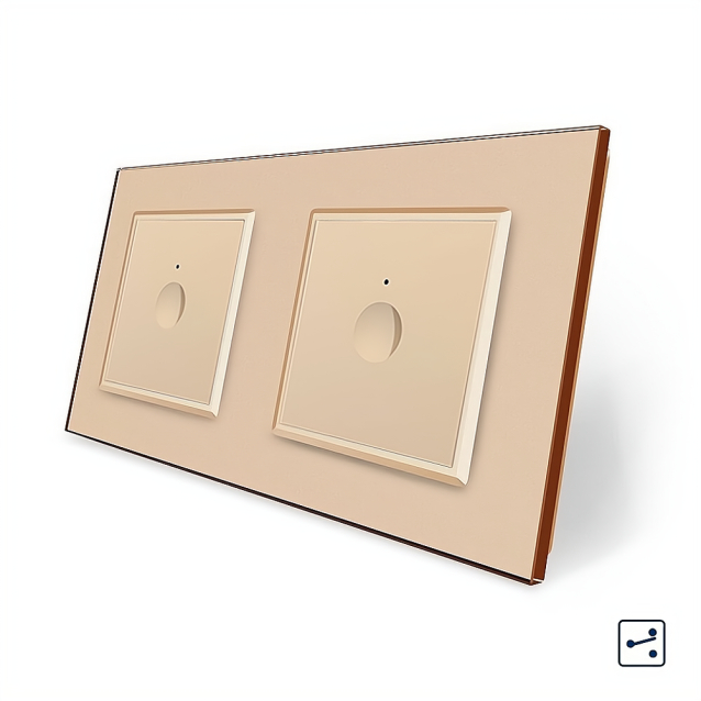 Сенсорный проходной выключатель Sense 2 сенсора (1-1) Livolo золотой стекло (VL-C7FC1S/FC1S-4AP)