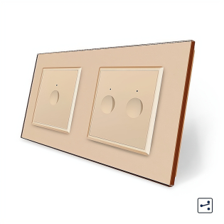 Сенсорный проходной выключатель Sense 3 сенсора (1-2) Livolo золотой стекло (VL-C7FC1S/FC2S-4AP)