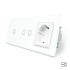 Сенсорный проходной выключатель 3 сенсора (1-2) 1 розетка Livolo белый стекло (VL-C701S/C702S/C7C1EU-11)