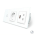 Сенсорный проходной выключатель 1 сенсор 1 розетка 1 USB 1 розетка универсальная Livolo белый стекло