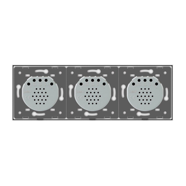 Сенсорный радиоуправляемый проходной выключатель 6 сенсоров (2-2-2) Livolo белый стекло