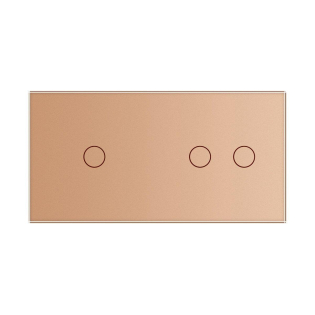 Сенсорный радиоуправляемый проходной выключатель 3 сенсора (1-2) Livolo золото стекло (VL-C701SR/C702SR-13)