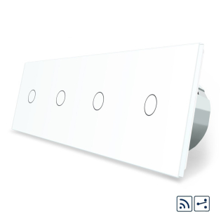 Сенсорный радиоуправляемый проходной выключатель 4 сенсора (1-1-1-1) Livolo белый стекло (VL-C704SR-11)