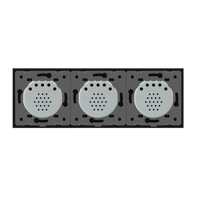 Сенсорный радиоуправляемый проходной выключатель 6 сенсоров (2-2-2) Livolo черный стекло