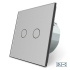 Сенсорный радиоуправляемый проходной выключатель 2 сенсора Livolo серый стекло (VL-C702SR-15)