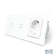 Сенсорный радиоуправляемый диммер 2 сенсора (1-1) 1 розетка Livolo белый стекло (VL-C701DR/C701DR/C7C1EU-11)