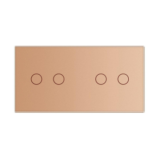 Сенсорный радиоуправляемый выключатель 4 сенсора (2-2) Livolo золото стекло (VL-C702R/C702R-13)