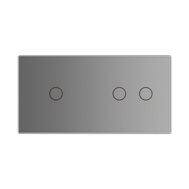 Сенсорный радиоуправляемый выключатель 3 сенсора (1-2) Livolo серый стекло (VL-C701R/C702R-15)