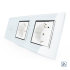 Сенсорный радиоуправляемый выключатель 1 сенсор 2 розетки Livolo белый хром стекло (VL-C701R/C7C2EU-11C)