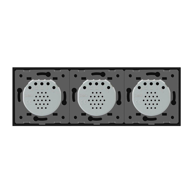 Сенсорный радиоуправляемый выключатель 5 сенсоров (1-2-2) Livolo черный стекло (VL-C701R/C702R/C702R-12)