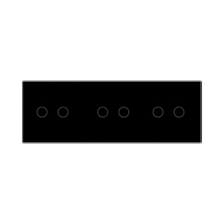 Сенсорный радиоуправляемый выключатель 6 каналов (2-2-2) Livolo черный стекло (VL-C702R/C702R/C702R-12)