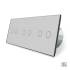 Сенсорный радиоуправляемый выключатель 6 каналов (2-2-2) Livolo серый стекло (VL-C702R/C702R/C702R-15)
