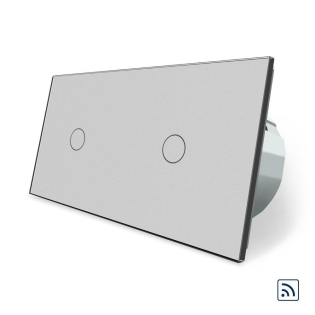 Сенсорный радиоуправляемый выключатель 2 сенсора (1-1) Livolo серый стекло (VL-C701R/C701R-15)