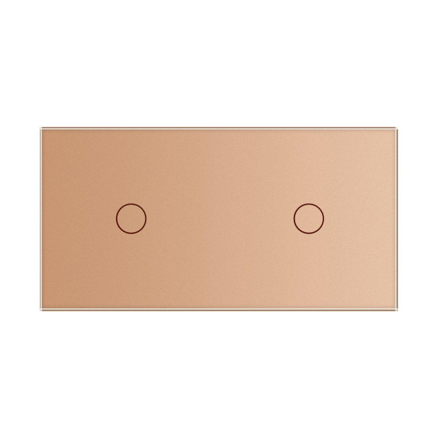 Сенсорный радиоуправляемый выключатель 2 сенсора (1-1) Livolo золото стекло (VL-C701R/C701R-13)