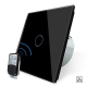 Сенсорный радиоуправляемый выключатель 1 сенсор + пульт-брелок Livolo черный стекло (VL-C701R-12/VL-RMT-02)