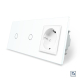 Сенсорный радиоуправляемый выключатель 2 сенсора (1-1) 1 розетка Livolo белый стекло