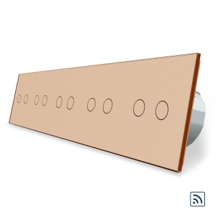 Сенсорный радиоуправляемый выключатель 10 каналов (2-2-2-2-2) Livolo золото стекло (VL-C710R-13)