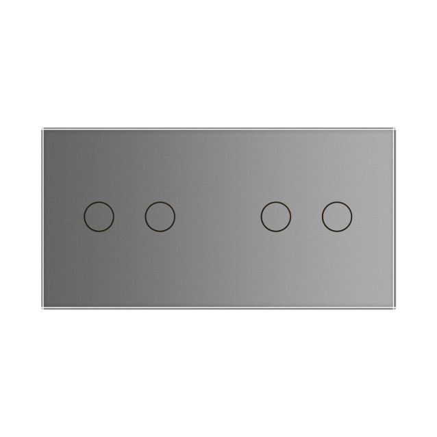 Сенсорный радиоуправляемый выключатель 4 сенсора (2-2) Livolo серый стекло (VL-C702R/C702R-15)