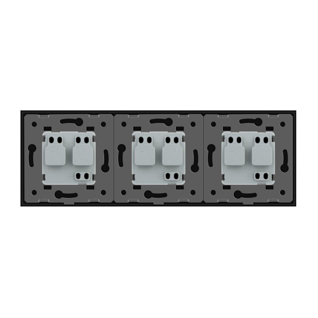 Розетка тройная с заземлением Livolo черный стекло (VL-C7C3EU-12)