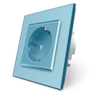 Розетка с заземлением Livolo голубой стекло (VL-C7C1EU-19)